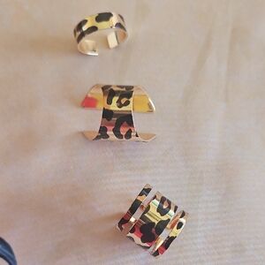 Leopard Print Gold Rings Set